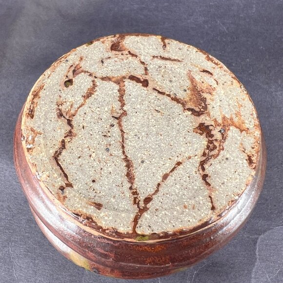 Bee Hive Handcrafted Stoneware Pottery Brown Glazed Honey Jar Pot Lid Folk Art - Picture 6 of 15